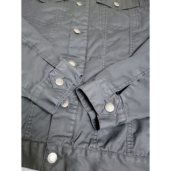 Indigo Star Jacket Mens M Black Sherpa Lined Button Pockets Heavy Trucker Waxed - Picture 5 of 13